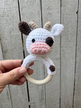 Load image into Gallery viewer, Cow crochet baby rattle