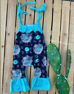 Turquoise concho brand baby romper (sale)