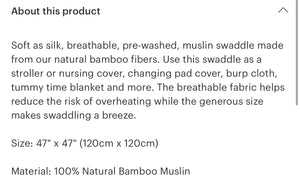 Longhorn muslin bamboo swaddle blanket