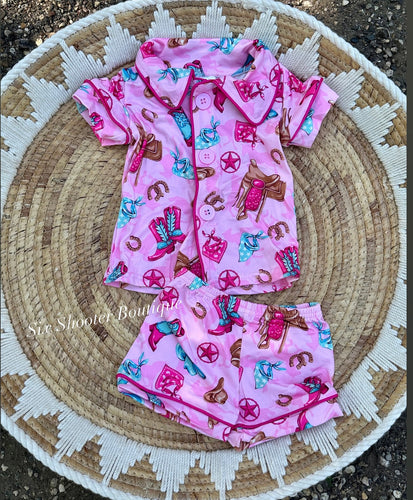 Cowgirl pj shorts set
