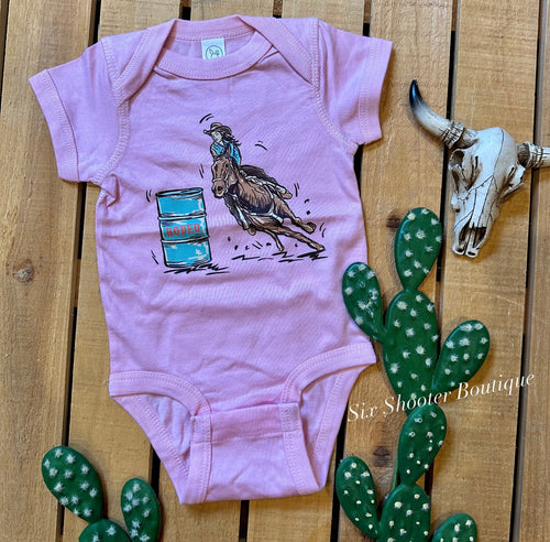 Barrel racing baby onesie