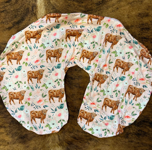 Pink floral baby highlander boppy pillow cover