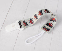Load image into Gallery viewer, Red tractor baby pacifier clip