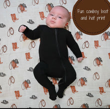 Load image into Gallery viewer, Life is better in boots muslin swaddle blanket