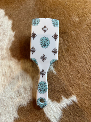 Turquoise concho hair brush