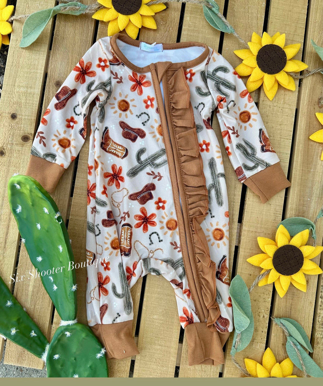 Cowgirl cutie cactus baby sleeper