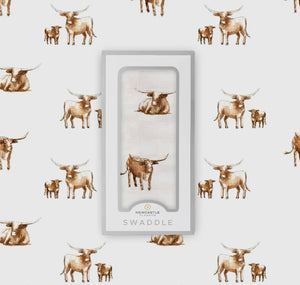 Longhorn bamboo baby swaddle blanket