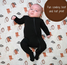 Load image into Gallery viewer, Life is better in boots baby muslin swaddle blanket