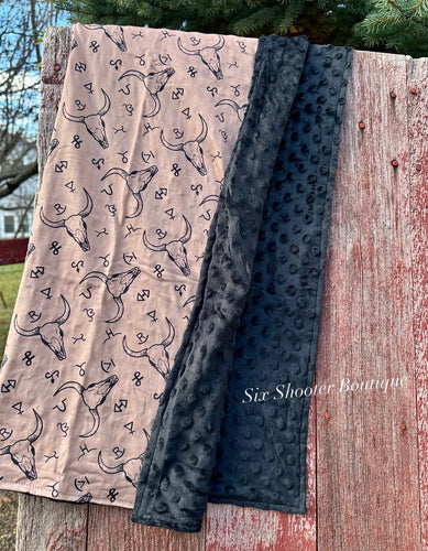Cowskull brand baby Minky blanket