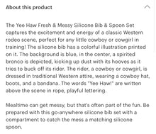 Load image into Gallery viewer, Yeehaw no drip bib and silicone spoon