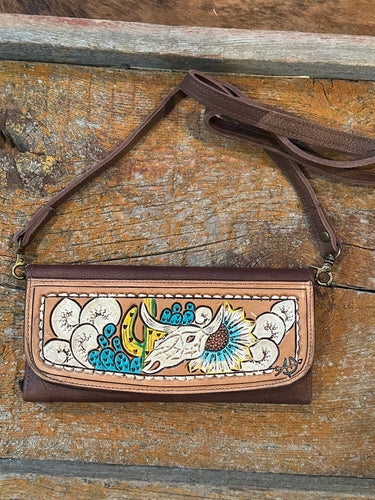 Cowskull tooled wallet/ purse