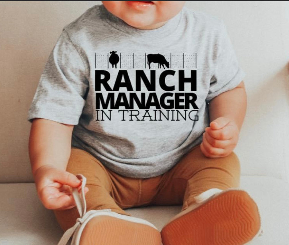 Ranch manager in training kids tee
