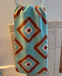 Turquoise Aztec hand towel