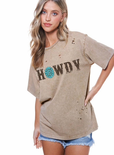 Howdy distressed tee