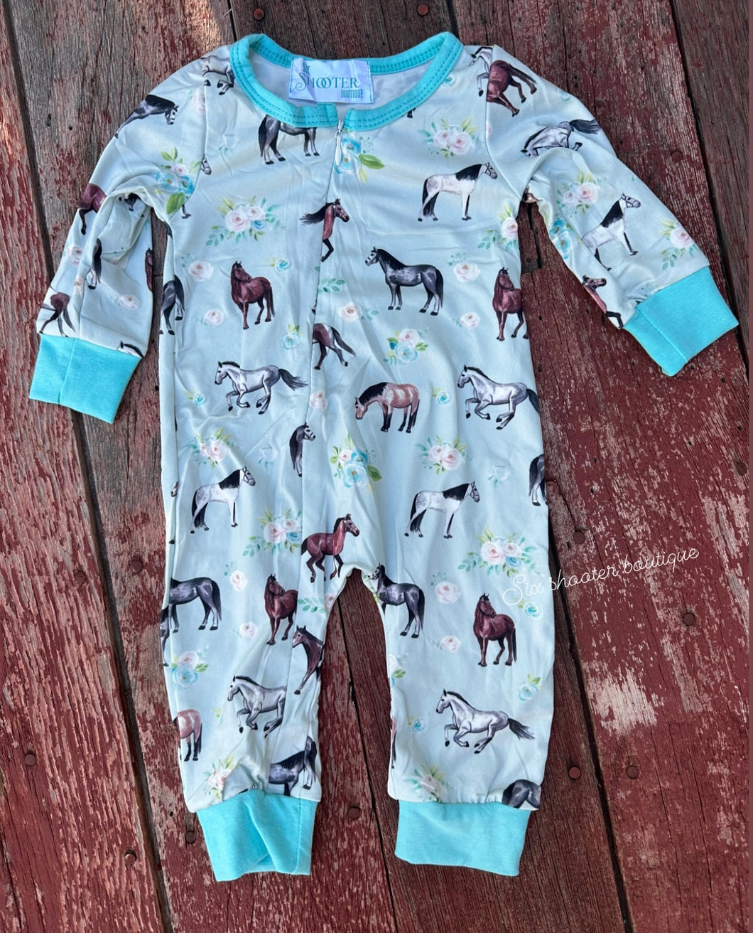 Blue floral horse baby sleeper