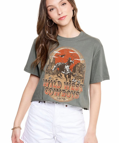 Wild West cowboys crop top tee