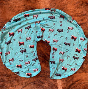 Turquoise cattle brands baby boppy pillow cover