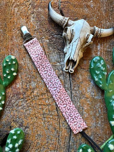 Leopard print baby pacifier clip