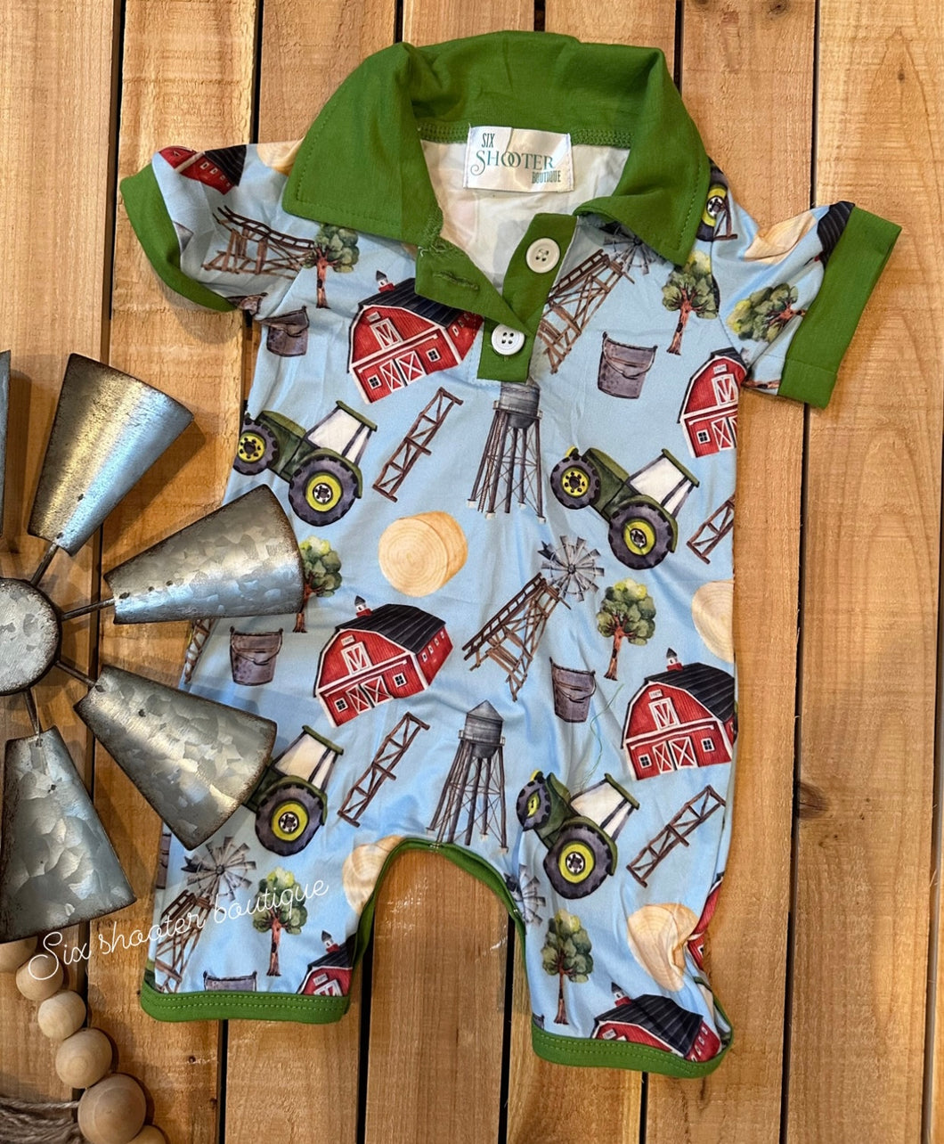 Farm kids romper (sale)