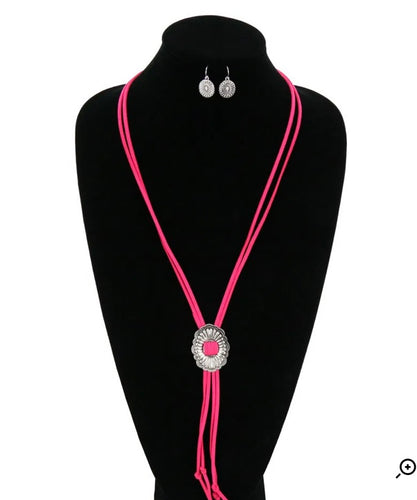 Pink bolo necklace