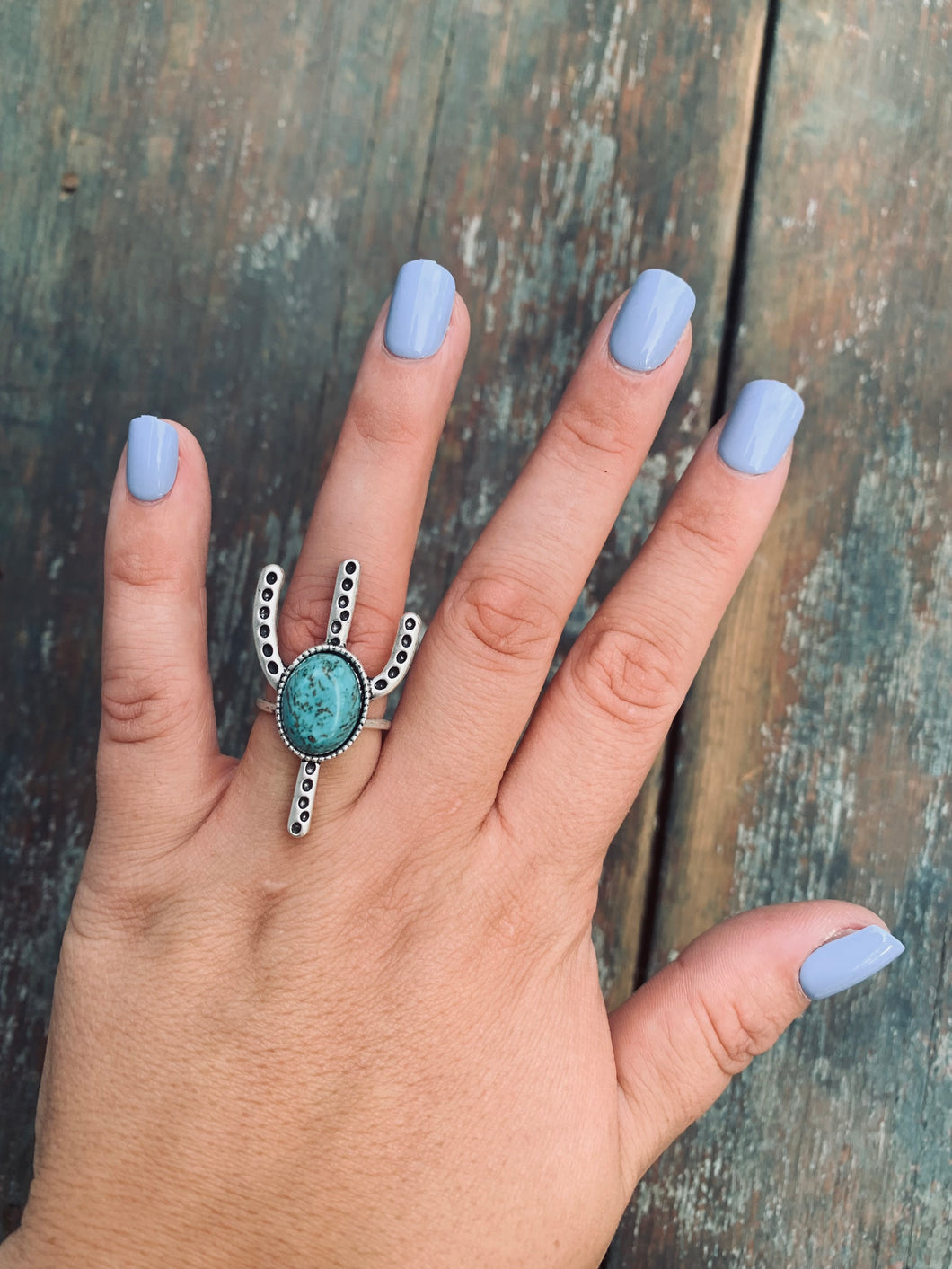 Natural turquoise cactus ring