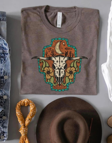 Flower cowskull tee