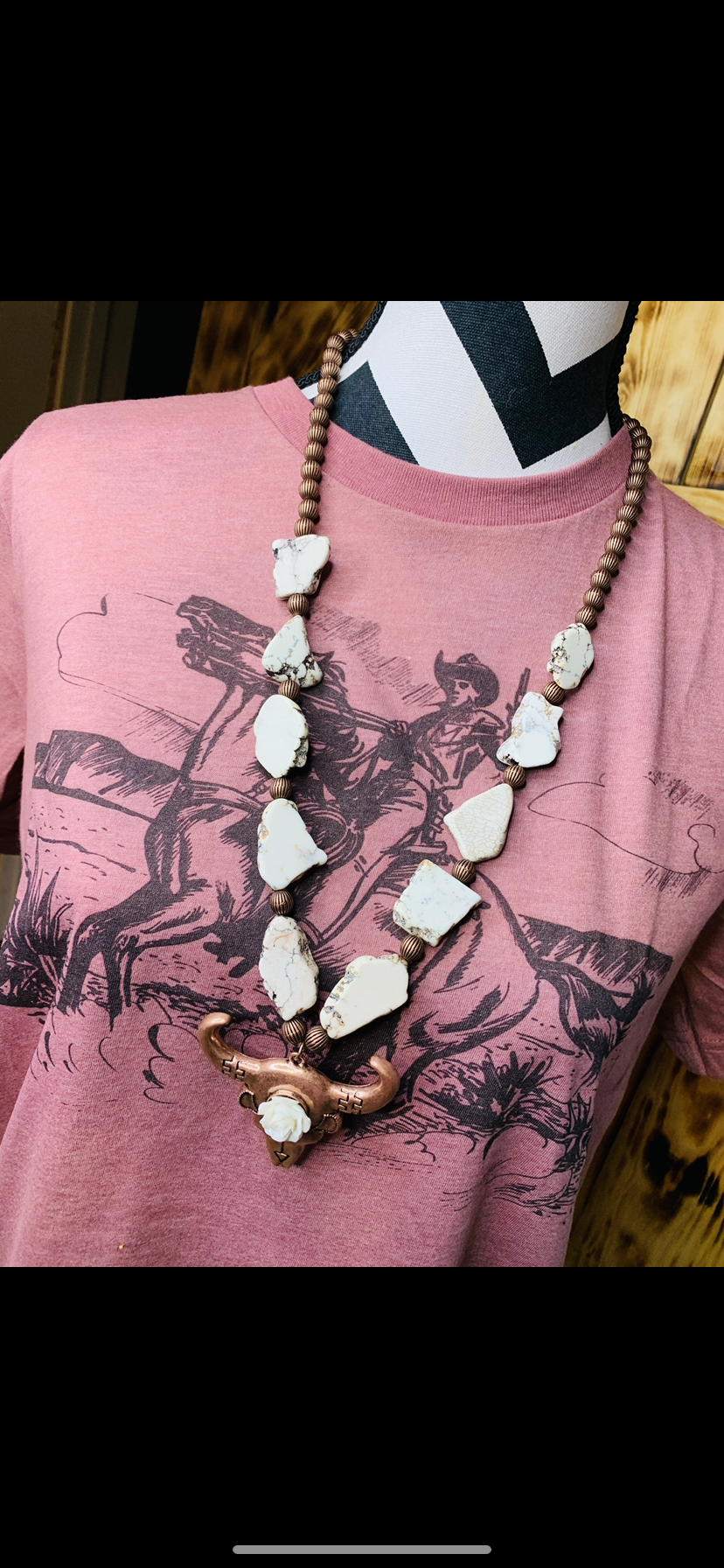 White slab steerhead necklace