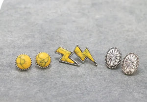 Yellow bolt earring set