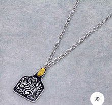 Load image into Gallery viewer, Yellow cattle tag necklace