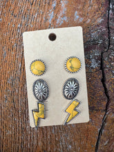 Load image into Gallery viewer, Yellow bolt earring set