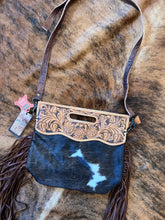 Load image into Gallery viewer, American darling tooled hair on hide cross body purse