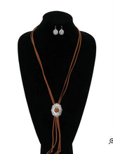 Load image into Gallery viewer, Brown fringe bolo necklace