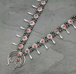 Red and silver squash necklace