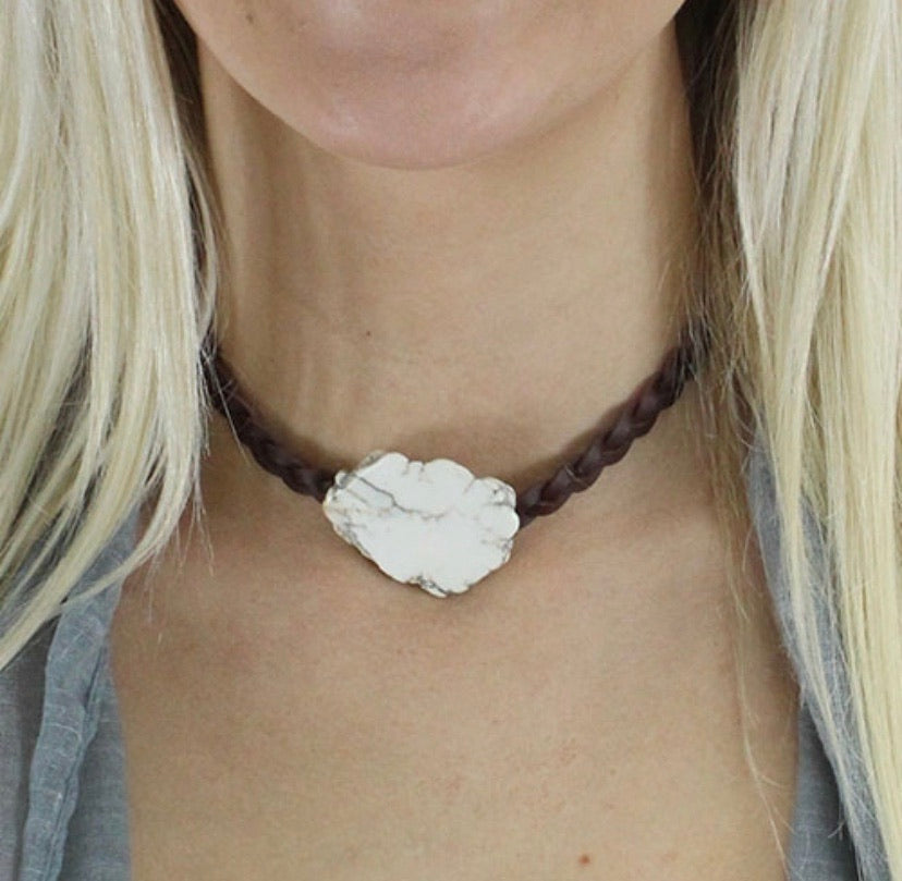 White slab choker necklace
