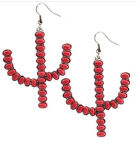 Load image into Gallery viewer, Red cactus earrings