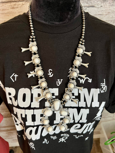 Natural white stone squash necklace