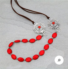 Load image into Gallery viewer, Red concho necklace