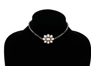 White cluster choker necklace