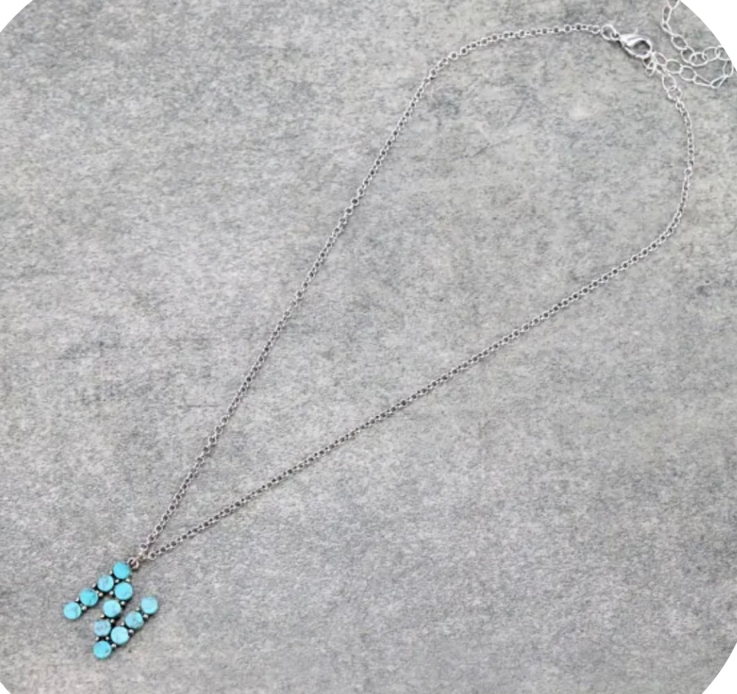 N turquoise initial necklace