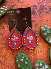 Load image into Gallery viewer, Red cactus Aztec earrings