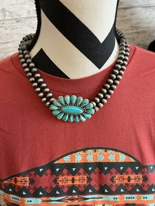 Natural turquoise cluster necklace