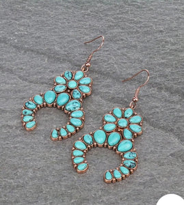 Bronze and turquoise squash earrings