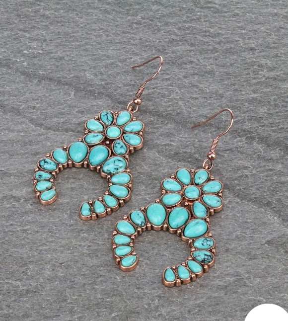 Bronze and turquoise squash earrings