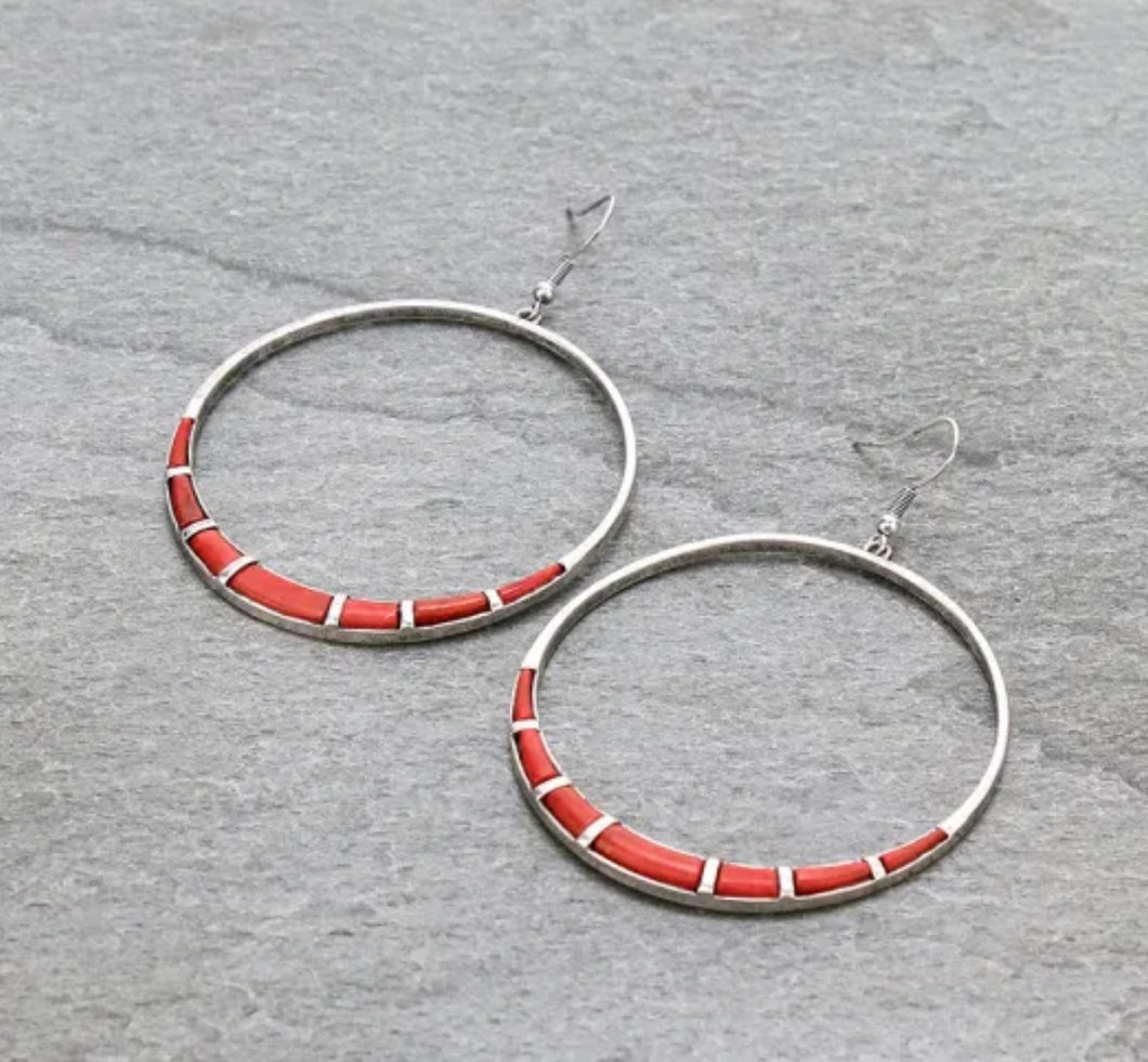 Red and silver earrings