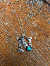 Load image into Gallery viewer, Silver and turquoise initial N necklace
