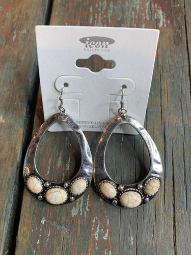 White and silver earrings