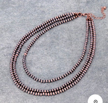 Load image into Gallery viewer, Bronze 3 strand Navajo style necklace