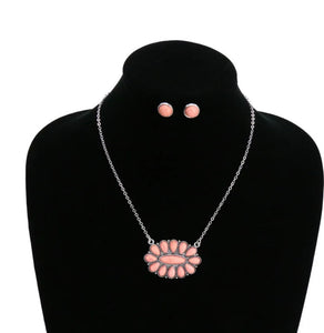 Pink cluster necklace