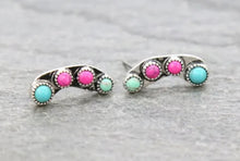 Load image into Gallery viewer, Pink and turquoise ear crawl earrings