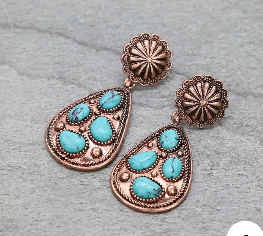 Bronze and turquoise earrings